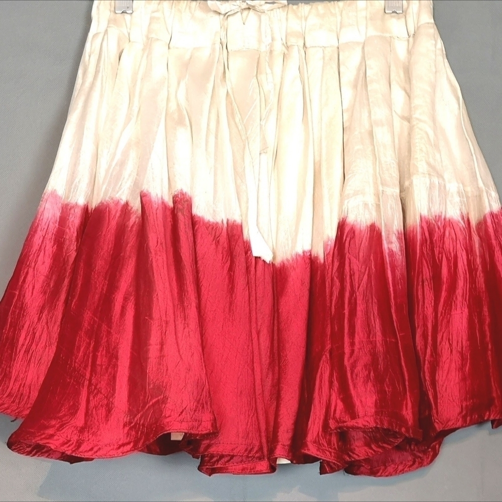 Upcycled ombre cropped pleated full skirt